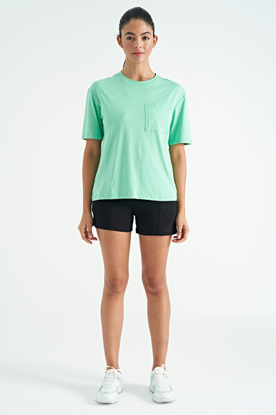 Tommylife Wholesale Mint Green Oversize Women's T-shirt - 02268 - Thumbnail