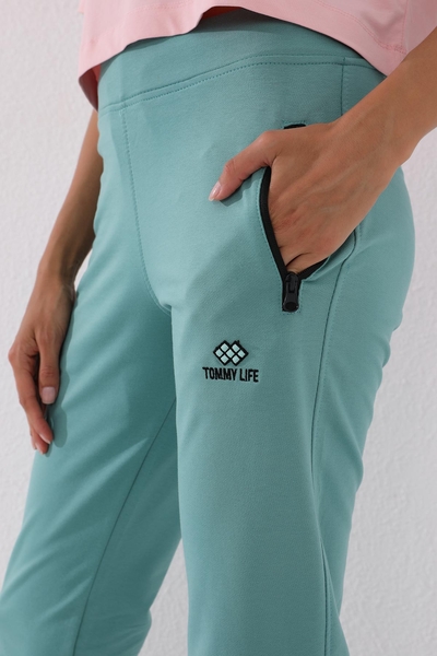 Tommylife Wholesale Mint Green With Zipper Pocket Comfy Classic Hem Women's Sweatpants - 94195 - Thumbnail