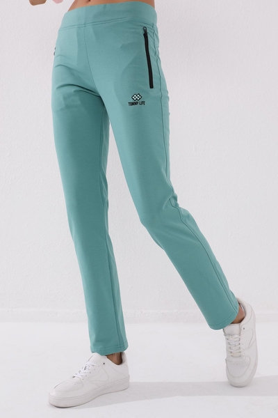 Tommylife Wholesale Mint Green With Zipper Pocket Comfy Classic Hem Women's Sweatpants - 94195 - Thumbnail