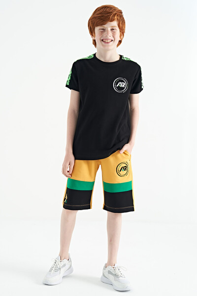 Tommylife Wholesale Mustard Laced Standard Fit Boys' Shorts - 11129 - Thumbnail