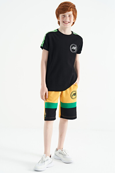 Tommylife Wholesale Mustard Laced Standard Fit Boys' Shorts - 11129 - Thumbnail