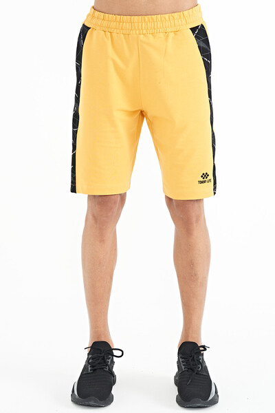 Tommylife Wholesale Mustard Printed Standard Fit Men's Shorts - 81257 - 3