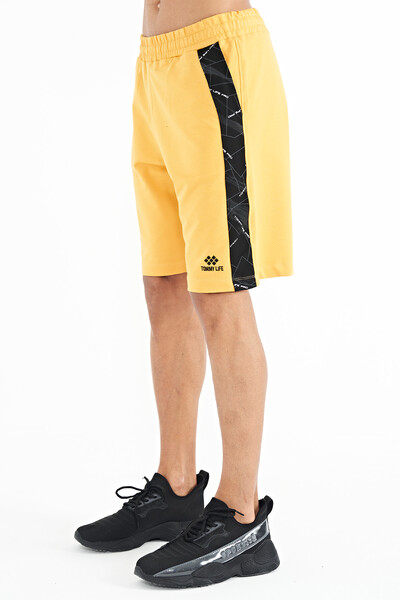 Tommylife Wholesale Mustard Printed Standard Fit Men's Shorts - 81257 - 5