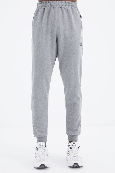 Tommylife Wholesale Myron Standard Fit Stand Collar Men's Tracksuit Set 85234 Gray Melange - Thumbnail