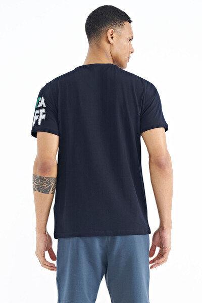 Tommylife Wholesale Navy Blue Crew Neck Men's T-shirt - 88176 - Thumbnail