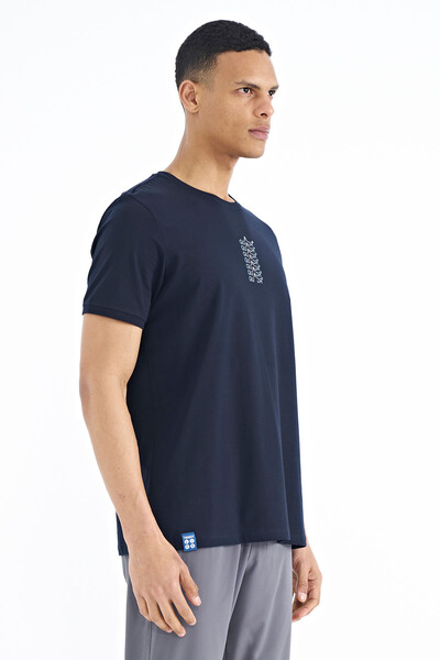 Tommylife Wholesale Navy Blue Crew Neck Standard Fit Men's T-shirt - 88169 - Thumbnail