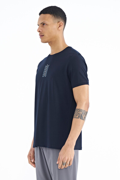 Tommylife Wholesale Navy Blue Crew Neck Standard Fit Men's T-shirt - 88169 - Thumbnail