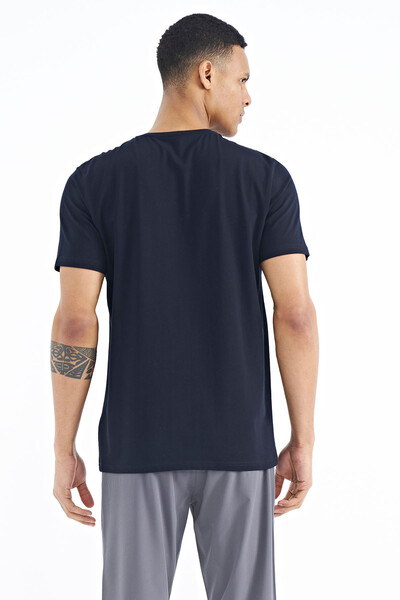 Tommylife Wholesale Navy Blue Crew Neck Standard Fit Men's T-Shirt - 88214 - Thumbnail