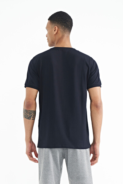 Tommylife Wholesale Navy Blue Crew Neck Standard Fit Men's T-shirt - 88216 - Thumbnail