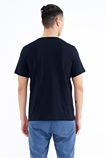 Tommylife Wholesale Navy Blue Crew Neck Standard Fit Men's T-Shirt - 88232 - Thumbnail