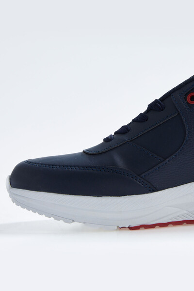 Tommylife Wholesale Navy Blue Faux Leather Men's Sneakers - 89113 - Thumbnail