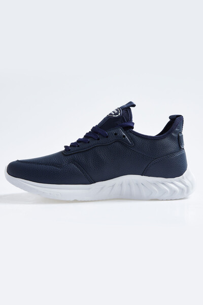 Tommylife Wholesale Navy Blue Faux Leather Men's Sneakers - 89115 - Thumbnail