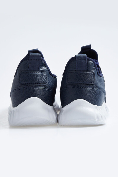 Tommylife Wholesale Navy Blue Faux Leather Men's Sneakers - 89115 - Thumbnail