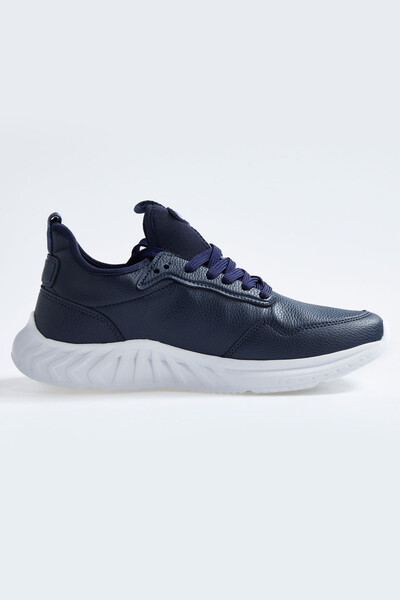 Tommylife Wholesale Navy Blue Faux Leather Men's Sneakers - 89115 - Thumbnail