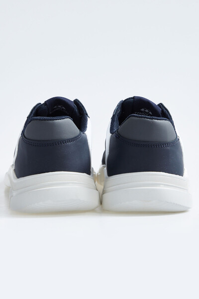 Tommylife Wholesale Navy Blue Faux Leather Men's Sneakers - 89117 - Thumbnail