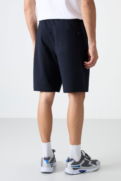 Tommylife Wholesale Navy Blue Hidden Zip Back Pocket Standard Fit Men's Short - 81136 - 6