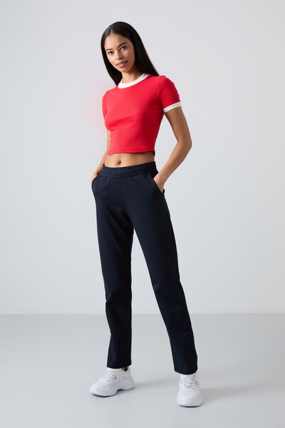 TOMMYLIFE - Tommylife Wholesale Navy Blue High Waist With Pocket Comfy Women's Sweatpants - 94584