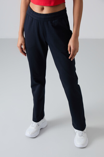 Tommylife Wholesale Navy Blue High Waist With Pocket Comfy Women's Sweatpants - 94584 - Thumbnail