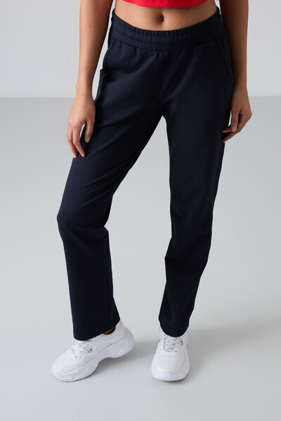 Tommylife Wholesale Navy Blue High Waist With Pocket Comfy Women's Sweatpants - 94584 - Thumbnail