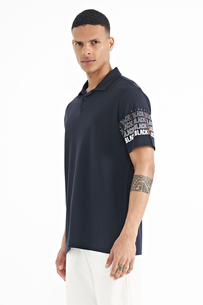 Tommylife Wholesale Navy Blue Polo Neck Standard Fit Men's T-Shirt - 88240 - Thumbnail