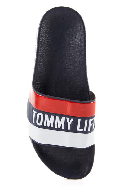 Tommylife Wholesale Navy Blue Printed Men's Slipper - 89085 - Thumbnail