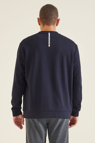 Tommylife Wholesale Navy Blue Printed Men's Sweatshirt - 88129 - Thumbnail