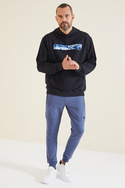 Tommylife Wholesale Navy Blue Printed Men's Sweatshirt - 88136 - Thumbnail