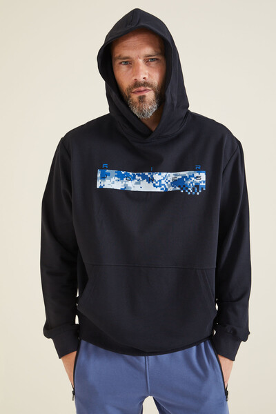 Tommylife Wholesale Navy Blue Printed Men's Sweatshirt - 88136 - Thumbnail