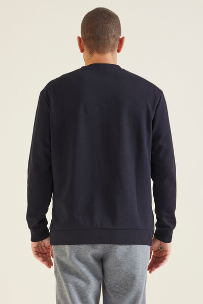 Tommylife Wholesale Navy Blue Round Neck Men's Sweatshirt - 88130 - Thumbnail