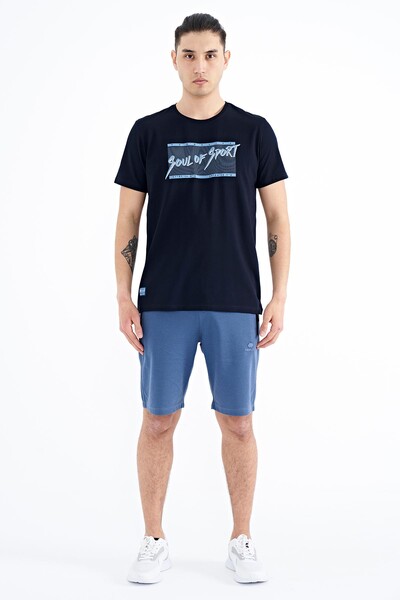 Tommylife Wholesale Navy Blue Standard Fit Crew Neck Men's T-Shirt - 88172 - Thumbnail