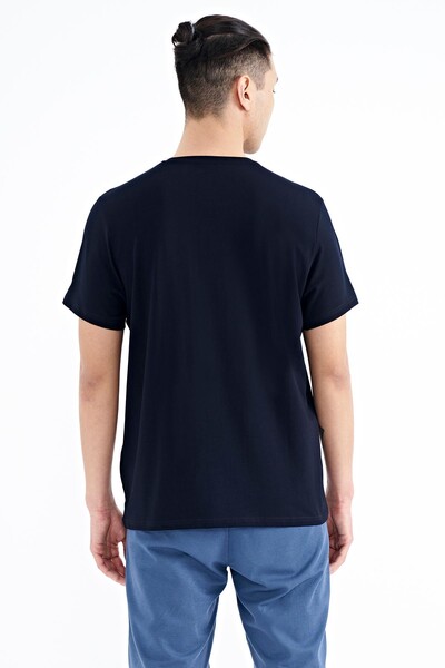 Tommylife Wholesale Navy Blue Standard Fit Crew Neck Men's T-Shirt - 88172 - Thumbnail