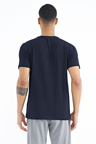 Tommylife Wholesale Navy Blue Standard Fit Crew Neck Men's T-Shirt - 88173 - Thumbnail