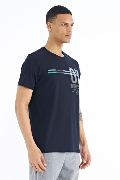 Tommylife Wholesale Navy Blue Standard Fit Crew Neck Men's T-Shirt - 88189 - Thumbnail