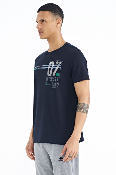 Tommylife Wholesale Navy Blue Standard Fit Crew Neck Men's T-Shirt - 88189 - Thumbnail