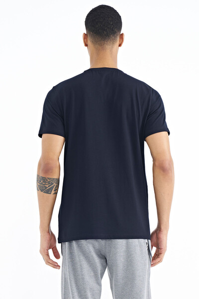 Tommylife Wholesale Navy Blue Standard Fit Crew Neck Men's T-Shirt - 88189 - Thumbnail