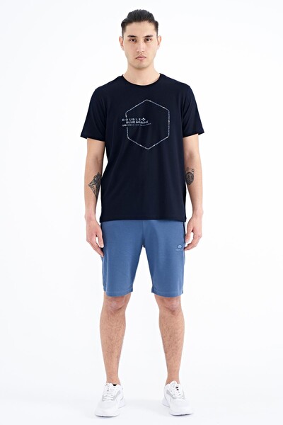 Tommylife Wholesale Navy Blue Standard Fit Men's T-shirt - 88198 - Thumbnail