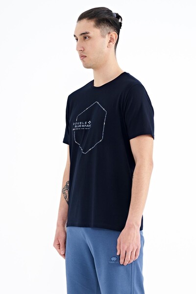 Tommylife Wholesale Navy Blue Standard Fit Men's T-shirt - 88198 - Thumbnail