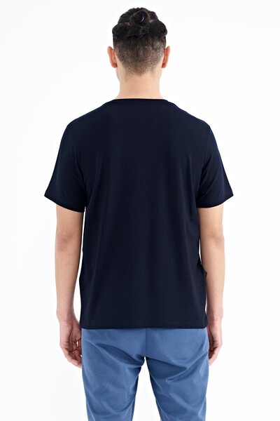 Tommylife Wholesale Navy Blue Standard Fit Men's T-shirt - 88198 - Thumbnail