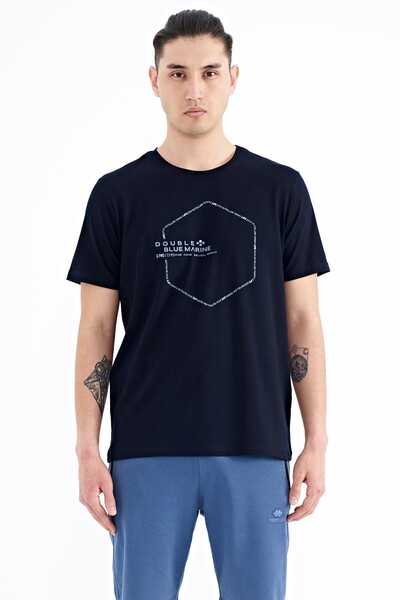 Tommylife Wholesale Navy Blue Standard Fit Men's T-shirt - 88198 - Thumbnail