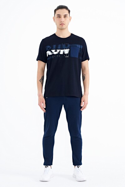 Tommylife Wholesale Navy Blue Standard Fit Men's T-shirt - 88200 - Thumbnail