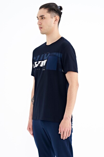 Tommylife Wholesale Navy Blue Standard Fit Men's T-shirt - 88200 - Thumbnail