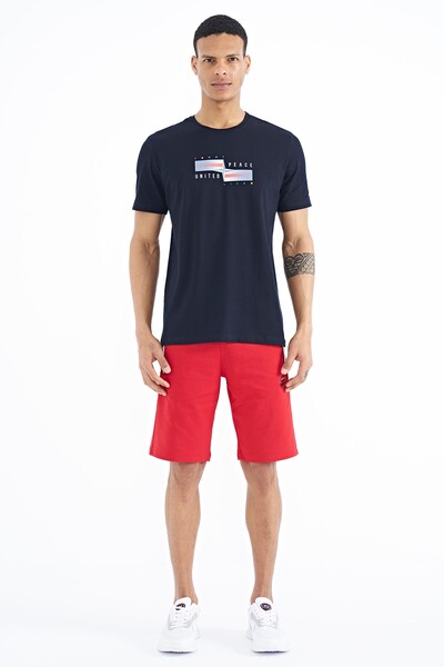 Tommylife Wholesale Navy Blue Standard Fit Men's T-shirt - 88215 - Thumbnail