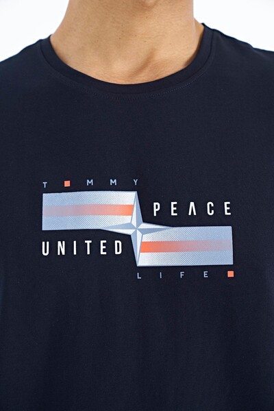 Tommylife Wholesale Navy Blue Standard Fit Men's T-shirt - 88215 - Thumbnail