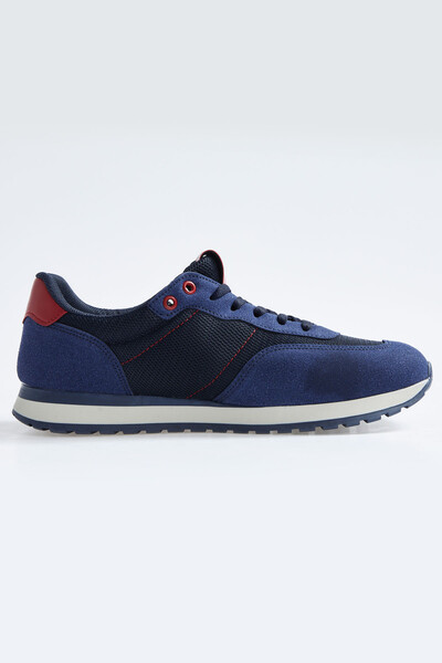 Tommylife Wholesale Navy Blue Suede Men's Sneakers - 89116 - Thumbnail