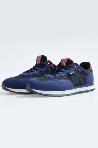Tommylife Wholesale Navy Blue Suede Men's Sneakers - 89116 - Thumbnail