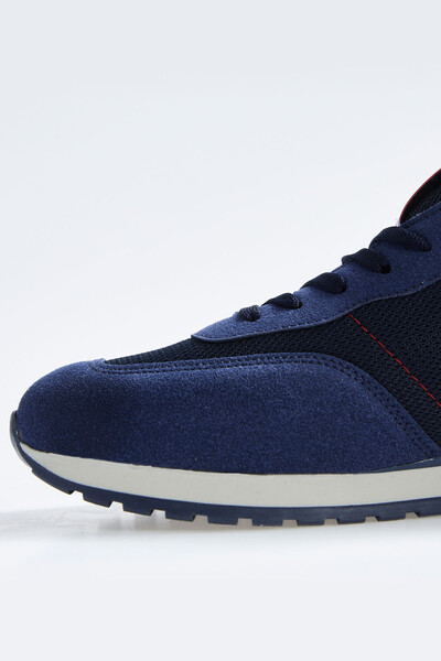 Tommylife Wholesale Navy Blue Suede Men's Sneakers - 89116 - Thumbnail