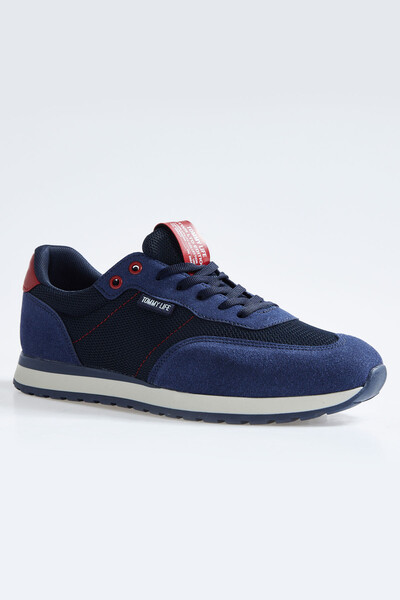 Tommylife Wholesale Navy Blue Suede Men's Sneakers - 89116 - Thumbnail