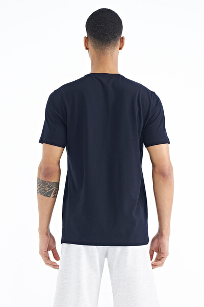 Tommylife Wholesale Navy Blue V Collar Standard Fit Men's T-Shirt - 88186 - Thumbnail