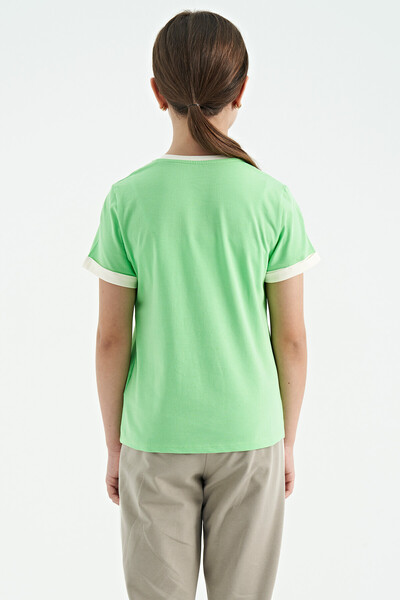Tommylife Wholesale Neon Green Round Neck Comfy Girls T-Shirt - 75109 - Thumbnail