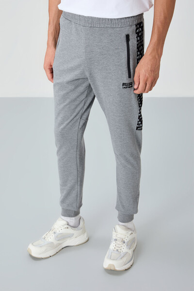 Tommylife Wholesale Noah Standard Fit Men's Jogger Sweatpants 84936 Gray Melange - Thumbnail